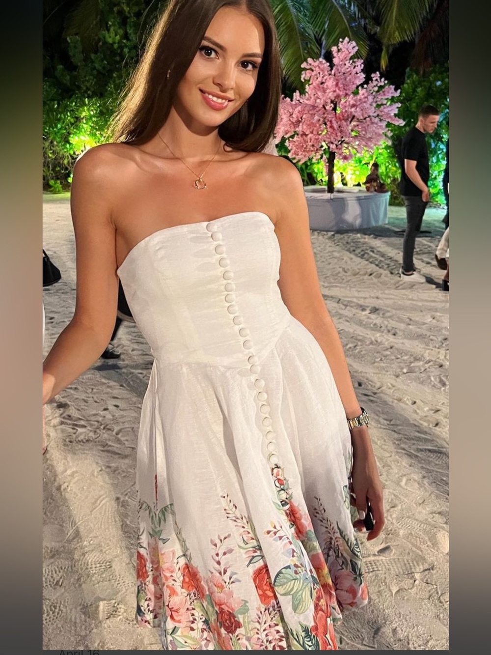 Zimmermann Bellitude Bustier Short Dress in Ivory Floral, Sz 8, brand Size 2